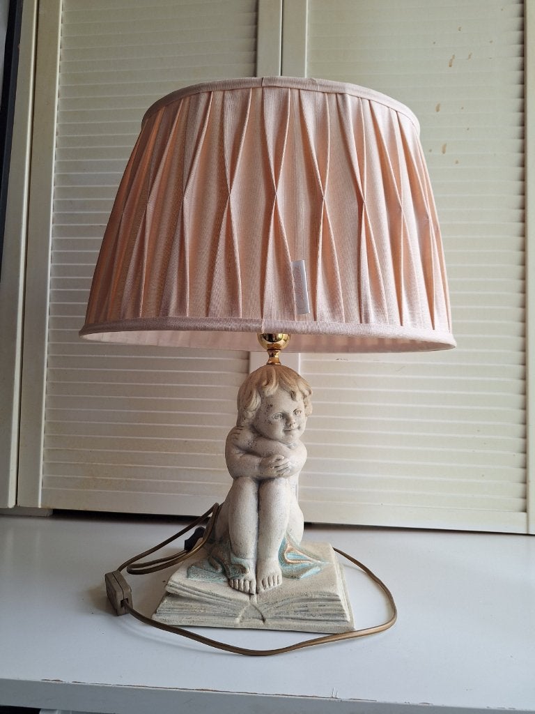LAMP, TAFELLAMP, LAMP met PUTTI op een boek, Ophalen, E27 (groot), Zo goed als nieuw, Minder dan 100 cm