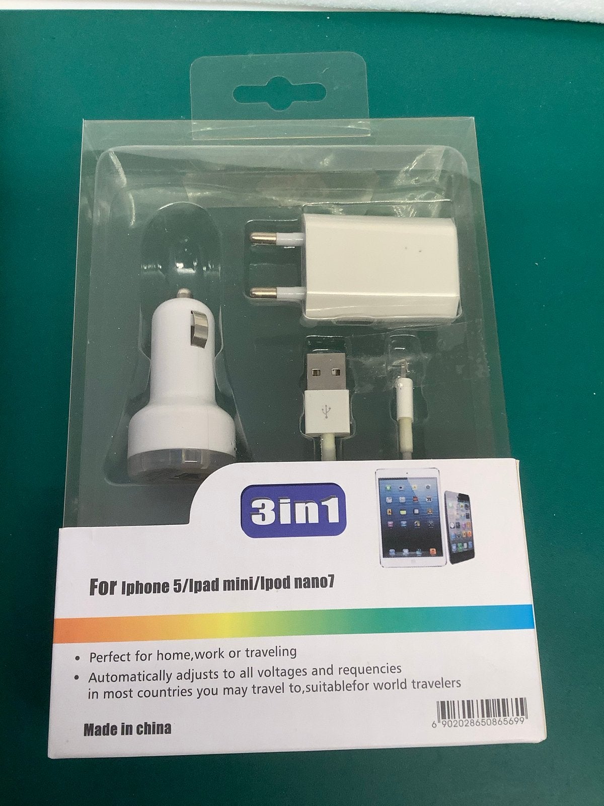 3-in-1 Oplader Set voor iPhone/iPad/iPod - Thuis & Onderweg, Lightning, Adapter, Nieuw, Ophalen of Verzenden
