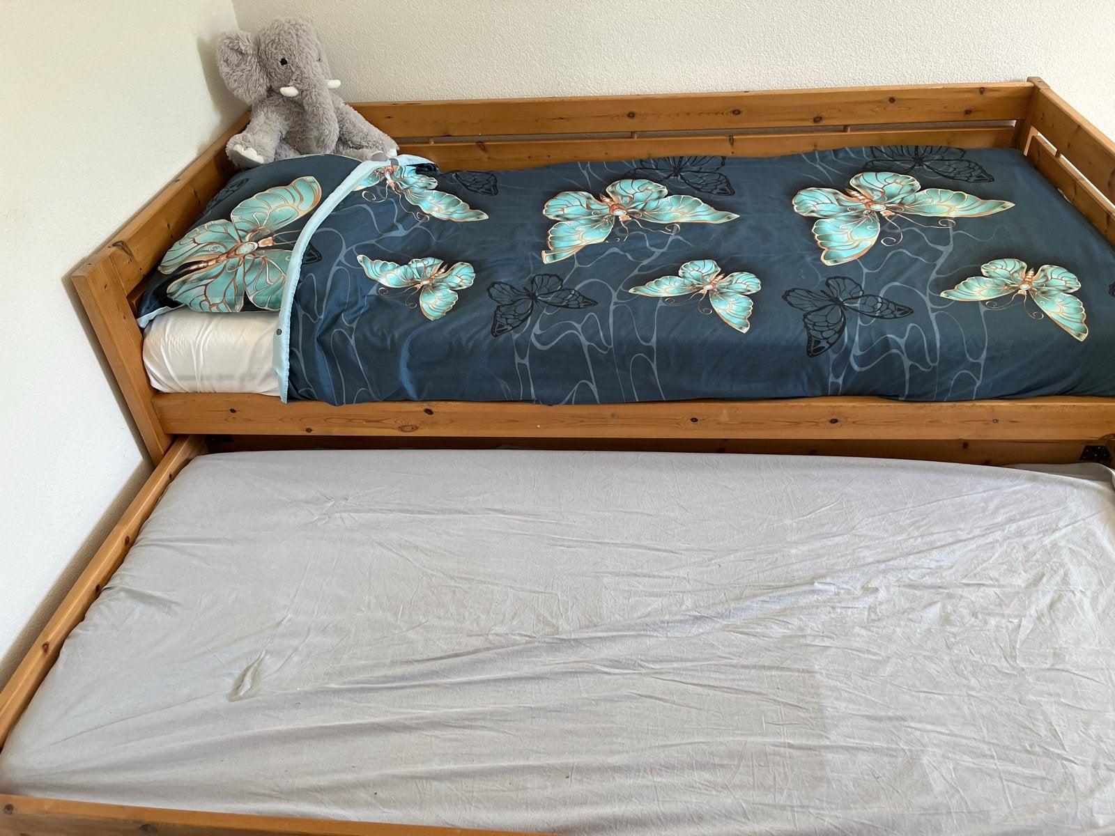 Kinderbed met opberglade - grenen, Kinderen en Baby's, Ophalen, 85 tot 100 cm, Gebruikt, Lattenbodem