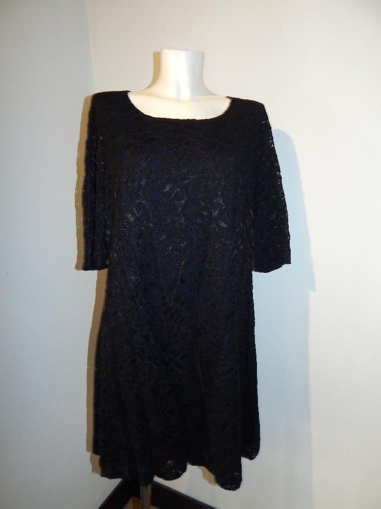 Ladress zwarte jurk een kant stof voile mouwen mt XXXL, Kleding | Dames, Verzenden, Zwart, Maat 46/48 (XL) of groter, Zo goed als nieuw
