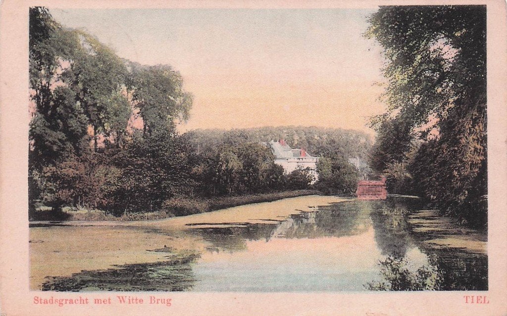 Tiel - Stadsgracht met Witte Brug (gel. 1921) FRAAI, Ophalen of Verzenden, 1920 tot 1940, Gelopen, Gelderland