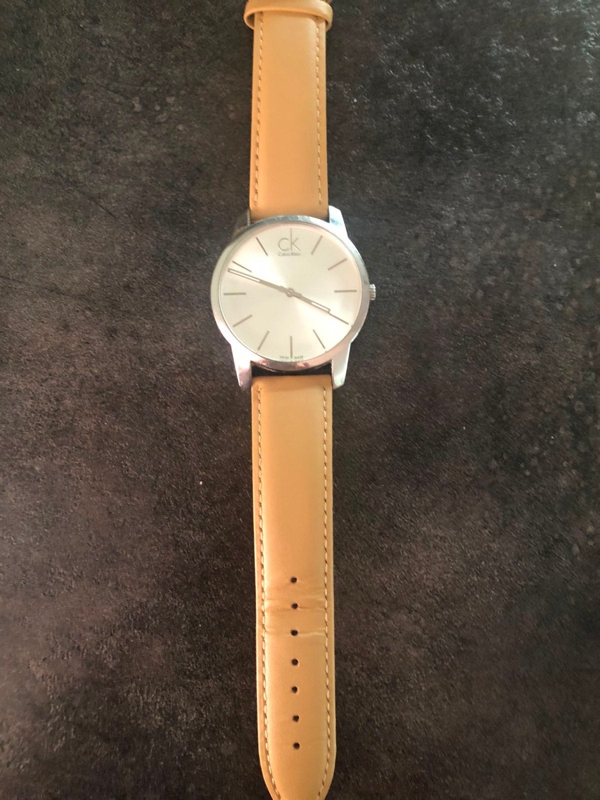Calvin Klein horloge met leren bandje, Sieraden, Tassen en Uiterlijk, Horloges | Heren, Ophalen