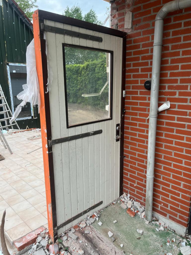 Deur met hardhouten kozijn 2,12 bij 1,10m, Doe-het-zelf en Verbouw, Kozijnen en Schuifpuien, Ophalen of Verzenden