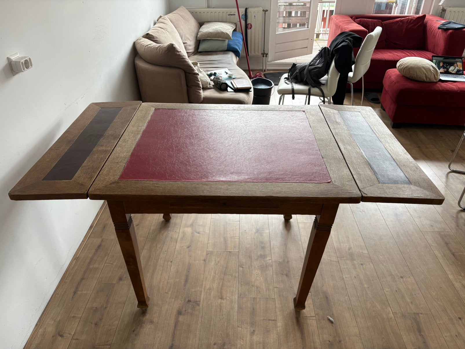 Antieke uitklapbare tafel van Pander, 4 bijbehorende stoelen, Ophalen, Gebruikt, 100 tot 150 cm, 50 tot 100 cm