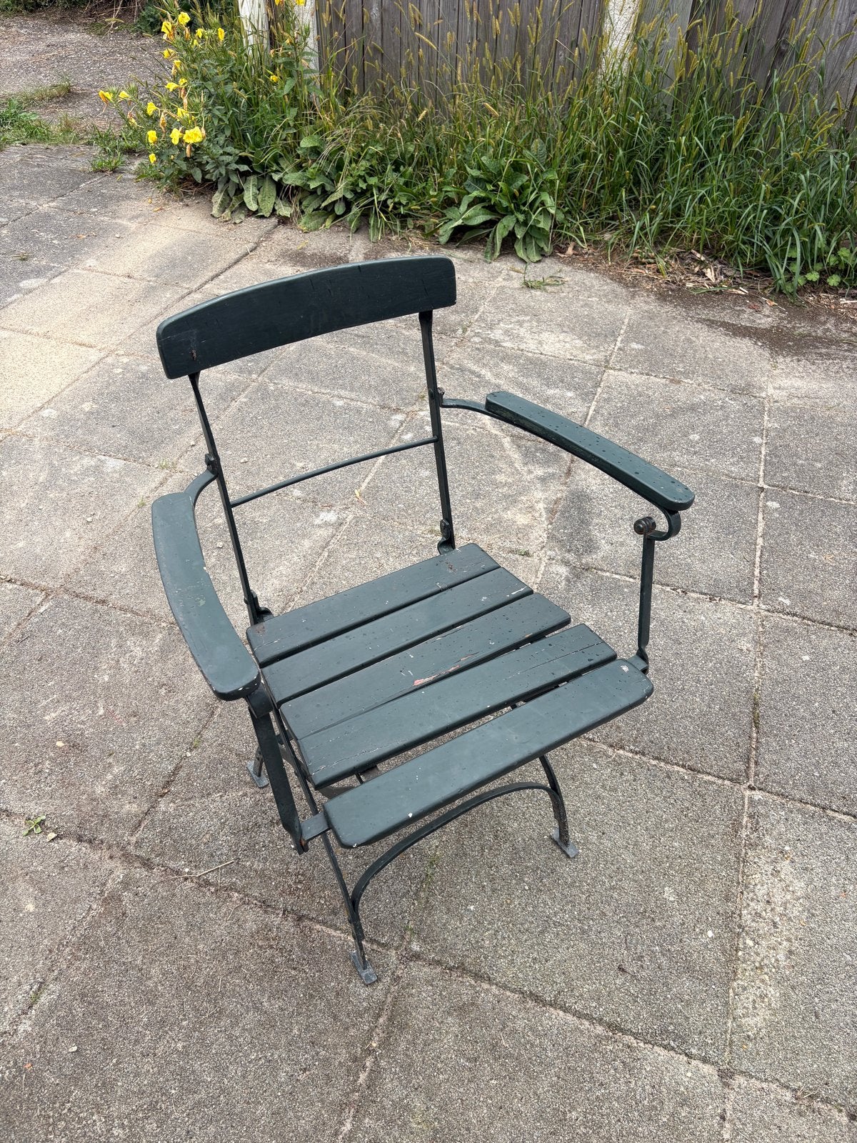 Rustieke brocante Franse klapstoelen voor tuin, Tuin en Terras, Ophalen, Gebruikt, Hout, Inklapbaar