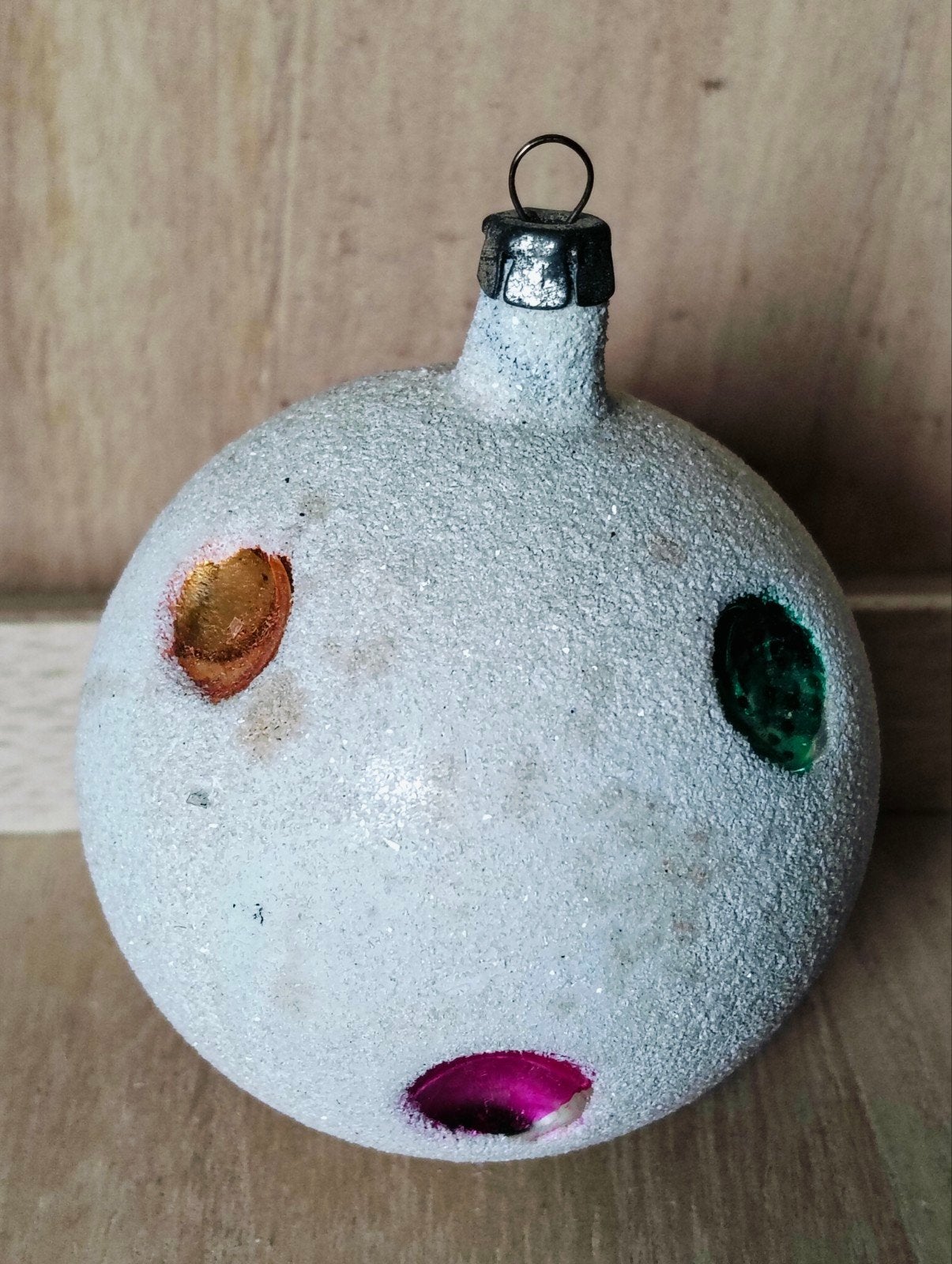 Antieke glazen gesuikerde inkepingen kerstbal- zeldzaam, Diversen, Kerst, Ophalen of Verzenden, Gebruikt