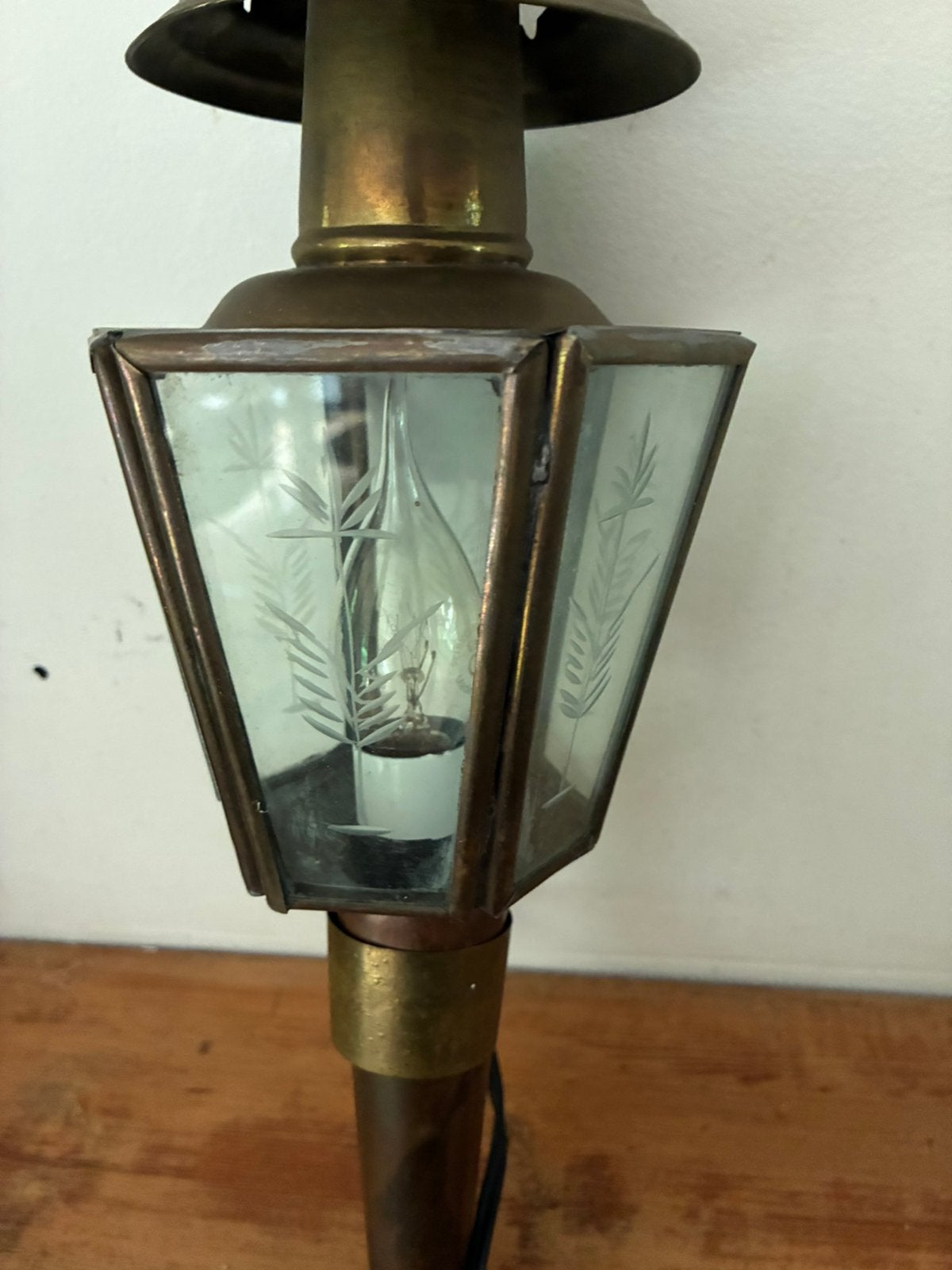Koets lantaarn koper met geslepen glas koper/messing, Ophalen of Verzenden