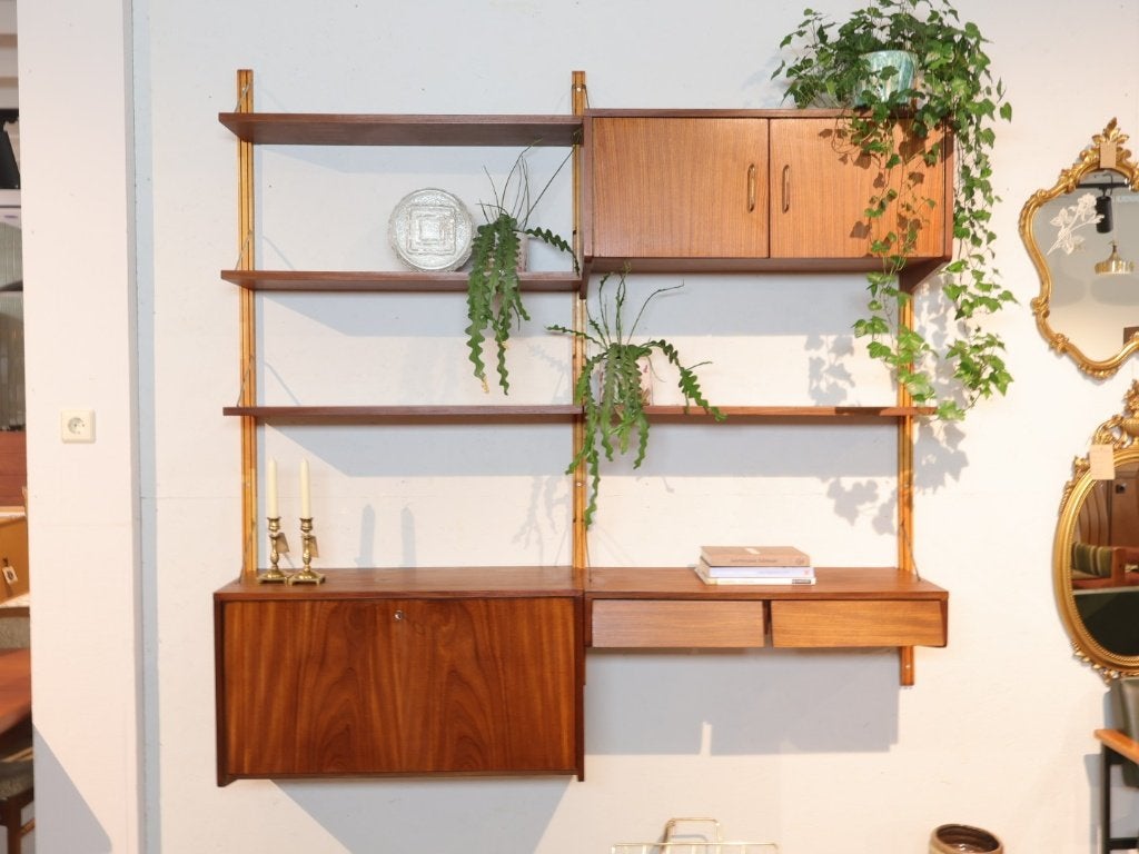 Vintage wandsysteem modulair jaren `60 teak, Ophalen, Gebruikt, Teakhout, 150 tot 200 cm