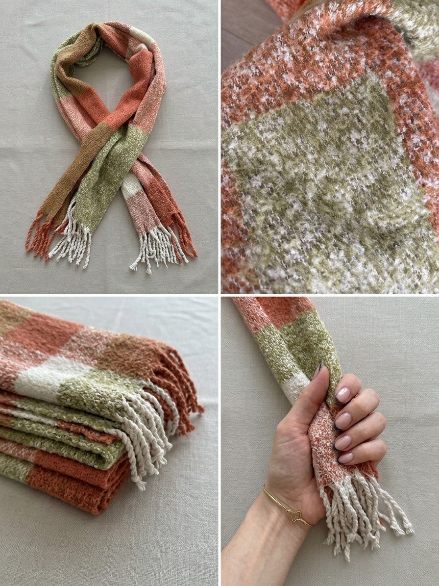 Zachte, warme, kleurrijke geblokte wintersjaal, Kleding | Dames, Ophalen of Verzenden, Zo goed als nieuw, Sjaal