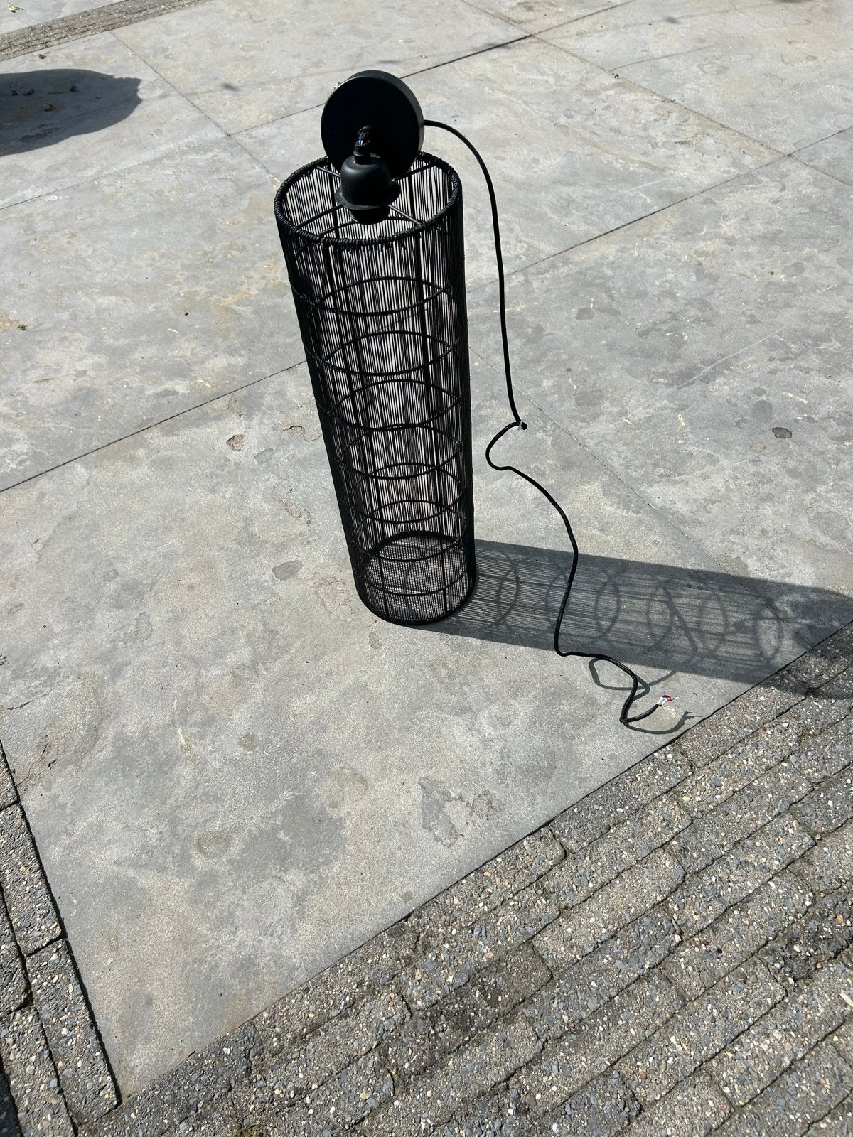 2x Zwarte draadlampen - Cilindervormig design, Gebruikt, Zwart, Industrieel, Ophalen