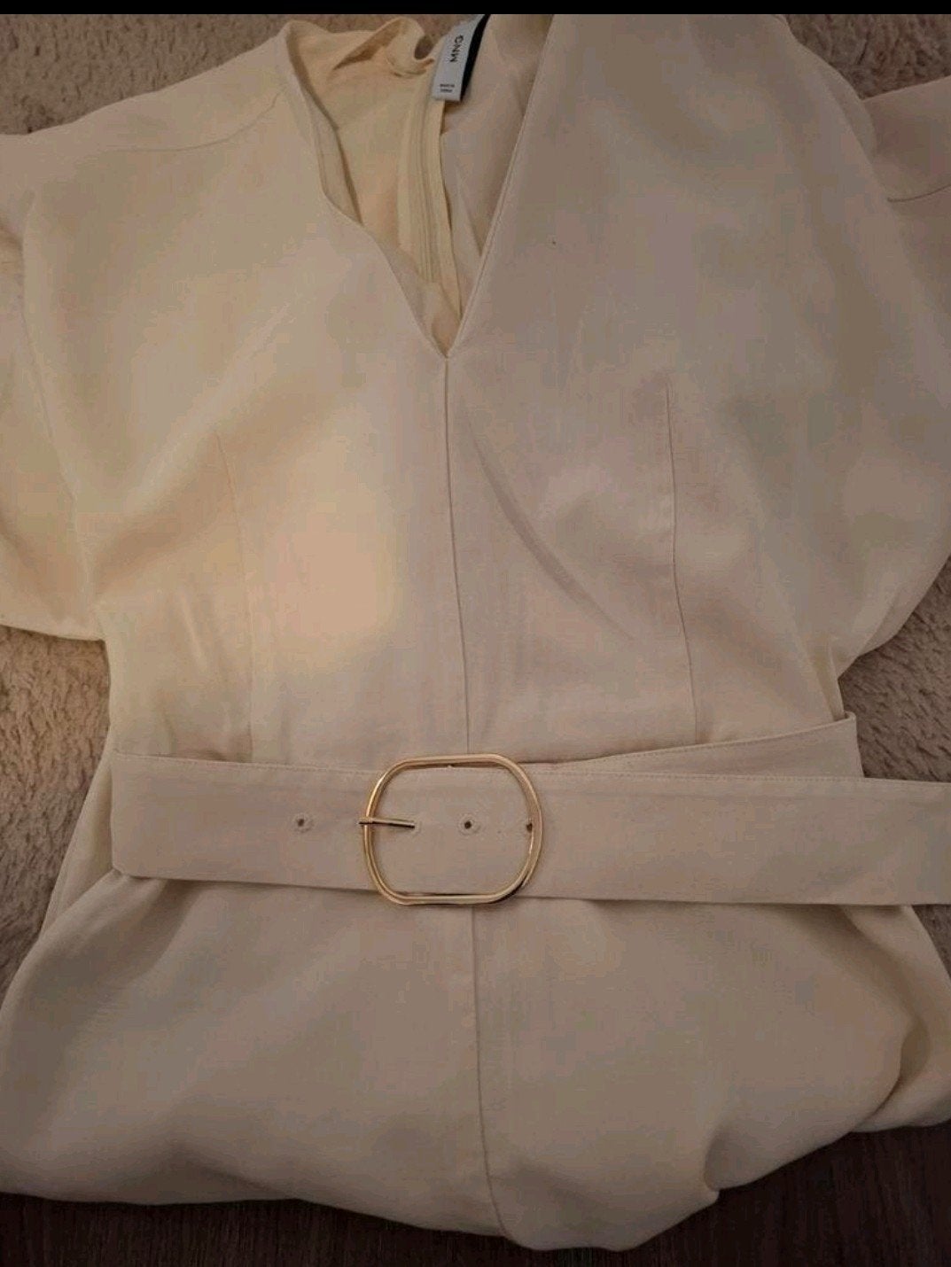 MNG (Mango) beige playsuit maat 34 met ceintuur, Mango, Beige, Ophalen of Verzenden, Maat 34 (XS) of kleiner