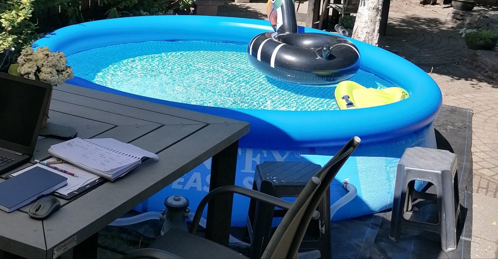 Intex easy zwembad rond 3m2 met filter, Tuin en Terras, Ophalen, Gebruikt, Opblaaszwembad, Rond