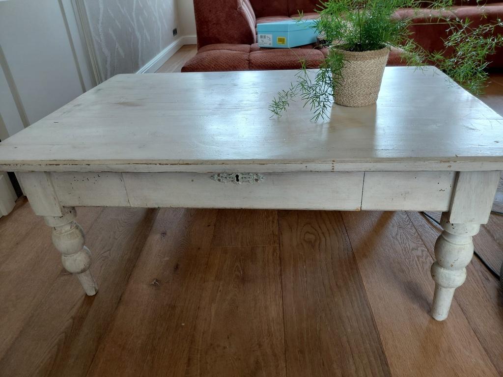 Salontafel wit barok/frans, Ophalen, Gebruikt, 100 tot 150 cm, 50 tot 100 cm