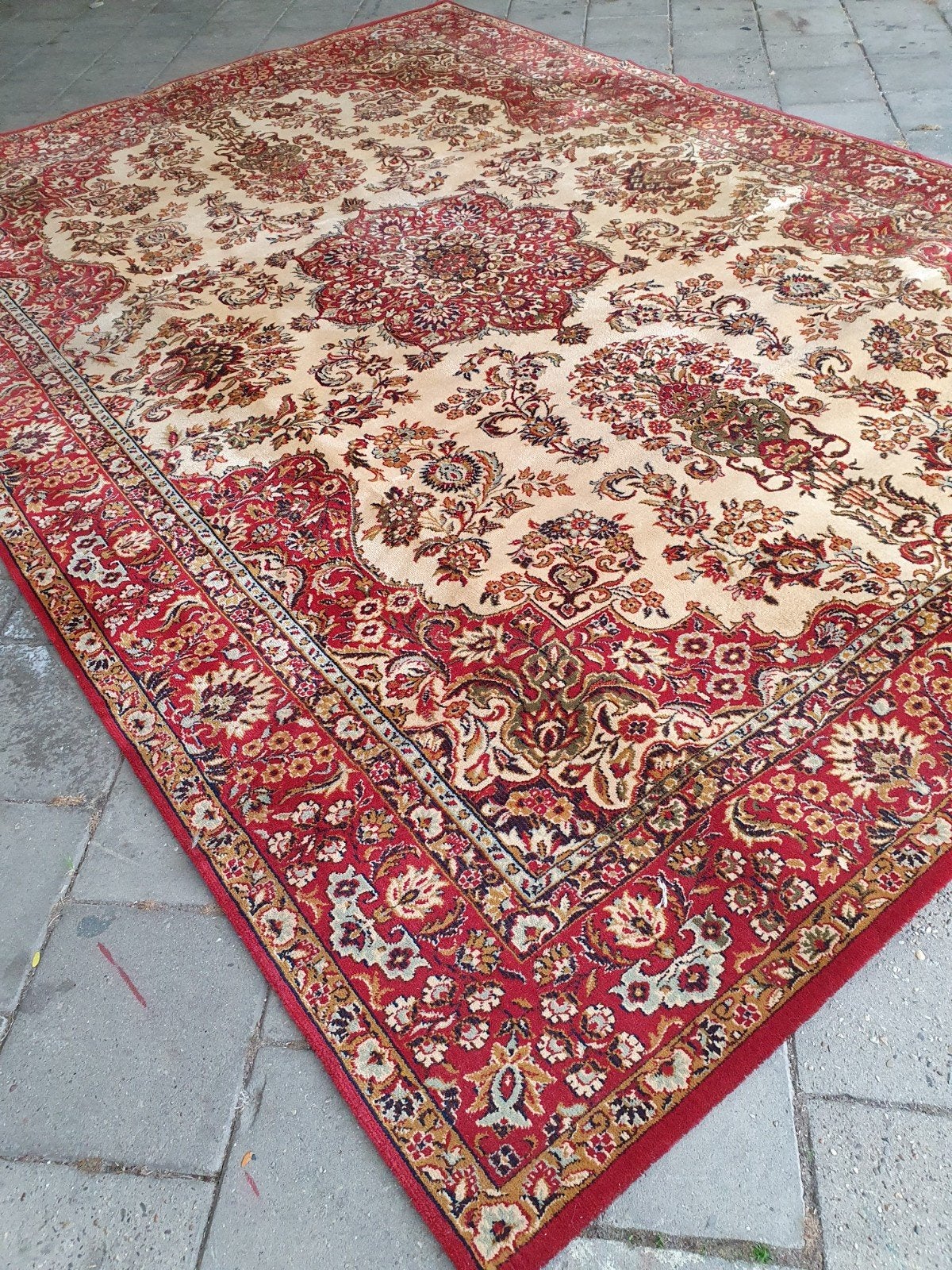 Vintage perzisch tapijt 350x250 Tabriz, Groen, Gebruikt, 200 cm of meer, 200 cm of meer