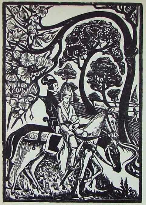 Bernard Essers (1893-1945) Houtsnede 'Prinsenpaar' ~1930, Ophalen of Verzenden