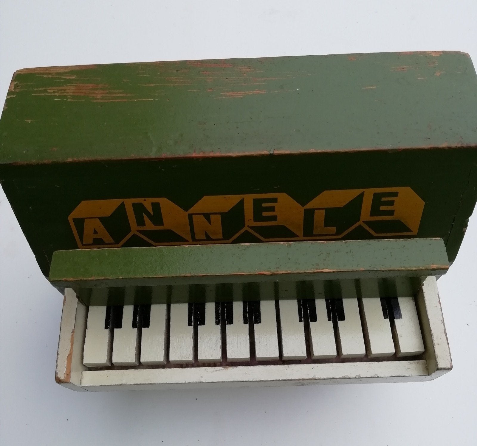 Vintage ANNELE Houten Speelgoed Piano - Groen, Ophalen of Verzenden