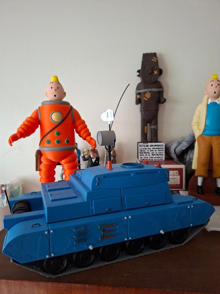 Kuifje maanwagen Mannen op de maan handgeschilderd, Ophalen of Verzenden, Kuifje, Nieuw, Beeldje of Figuurtje