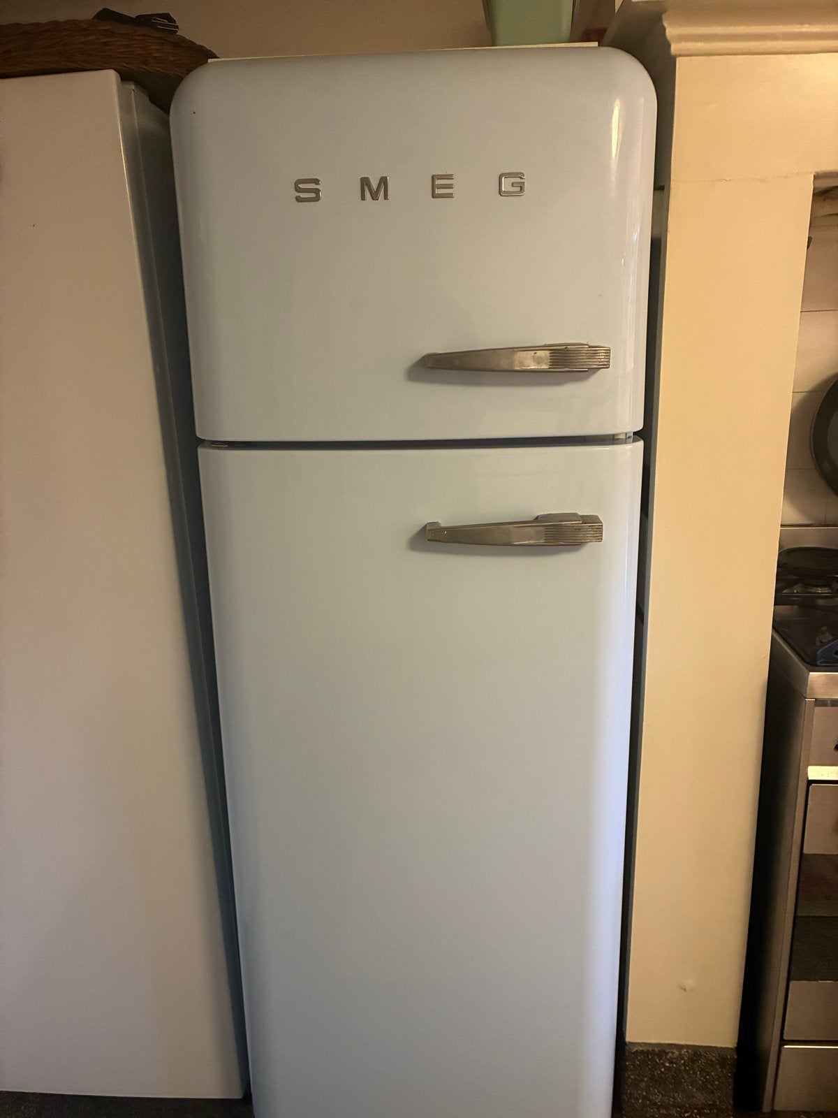 Smeg retro lichtblauwe koelkast. Nette staat. Werkt perfect., Ophalen, 150 tot 200 liter, Gebruikt, 60 cm of meer