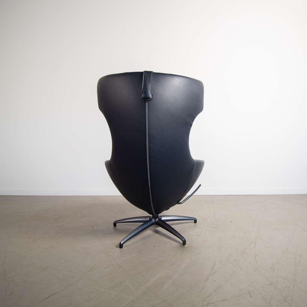 1x Leolux Caruzzo Fauteuil Blauw Leer & Stof, Niet ingevuld, Niet ingevuld, 75 tot 100 cm, Ophalen of Verzenden
