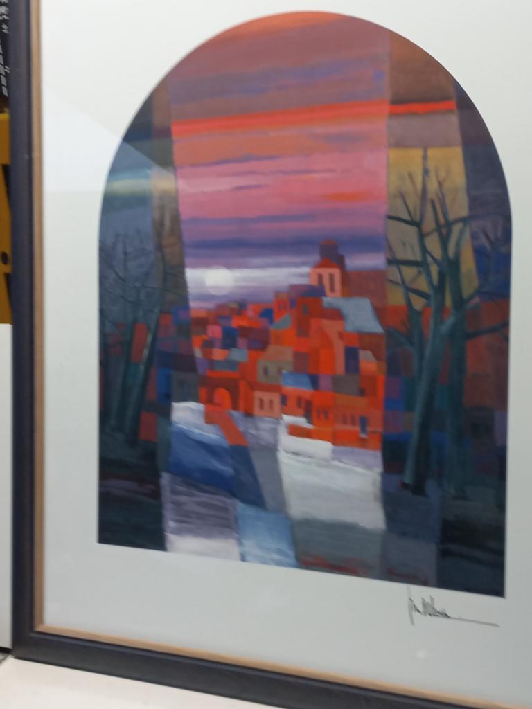 Ton Schulten - Kleurrijke Zeefdruk 'Winter in Ootmarsum', Ophalen