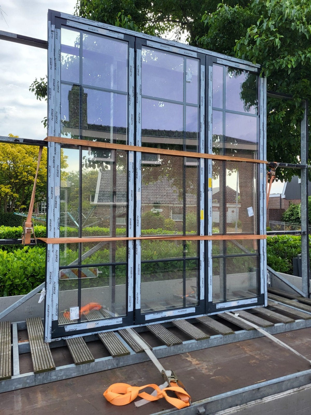 pui met aluminium harmonnica deuren, Nieuw, Ophalen of Verzenden, Buitendeur, Glas