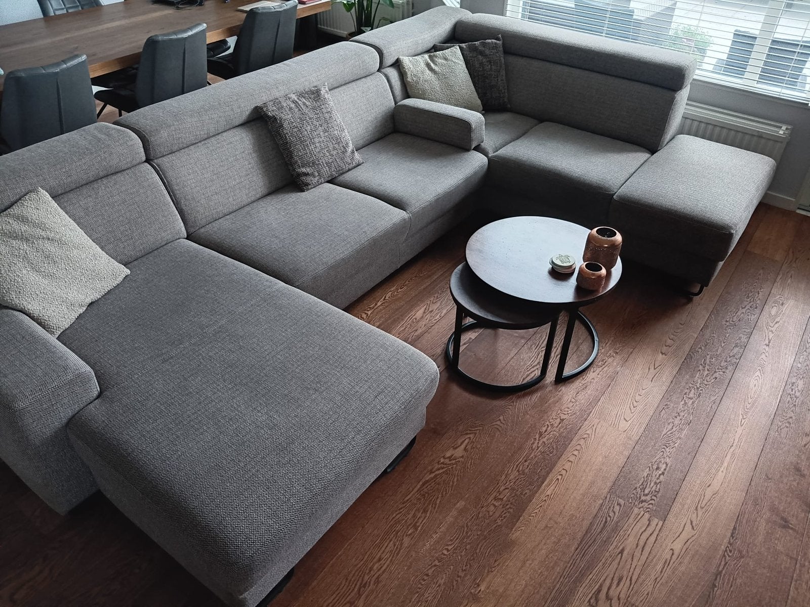 Mooie PRONTO hoekbank grijs/beige, Huis en Inrichting, Banken | Bankstellen, Ophalen, Gebruikt, Hoekbank, 300 cm of meer