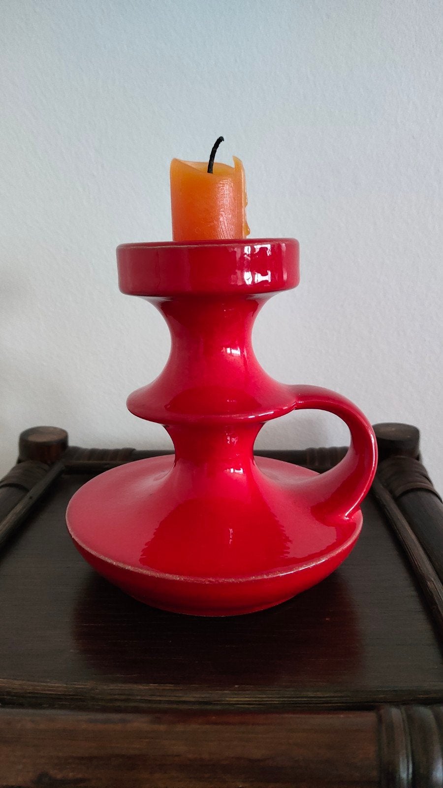 rode Steuler kandelaar vintage keramiek kaarsen standaard, Ophalen of Verzenden