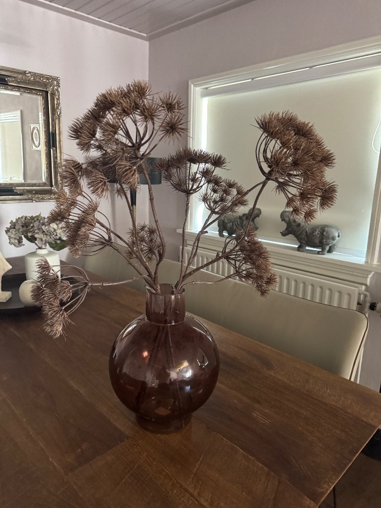 Vaas met bloemen, Ophalen, Bruin, Inclusief accessoires, Kunstbloem