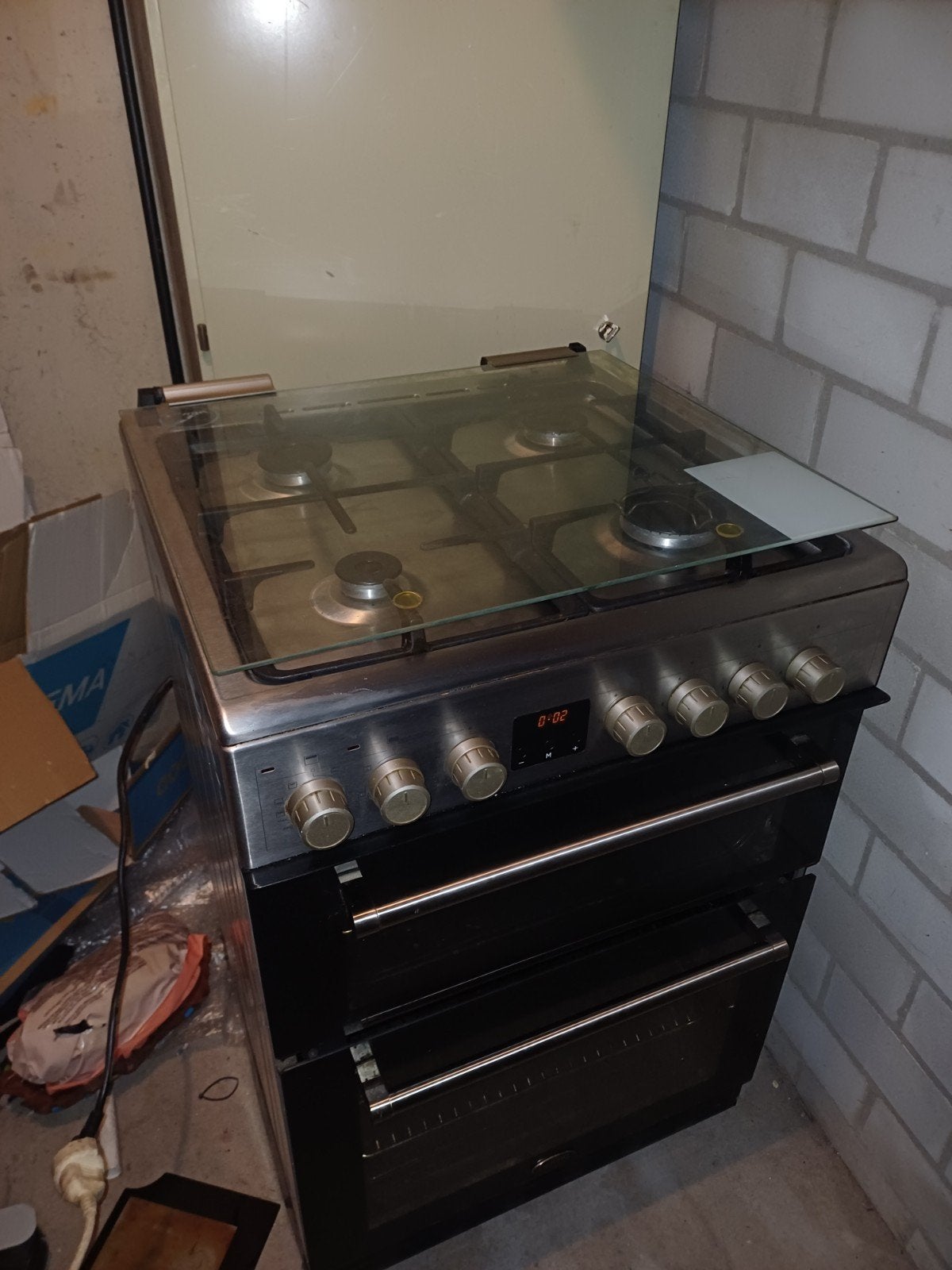 Elektrische oven met gaspitten, Ophalen, Gebruikt, 4 kookzones, Gas