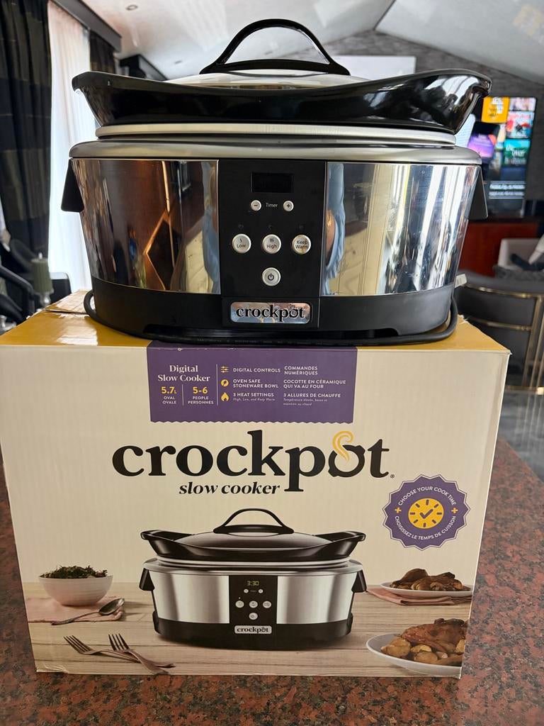 Crockpot Digitale Slowcooker 5.7L - Zo goed als nieuw, Ophalen of Verzenden, Timer, Zo goed als nieuw