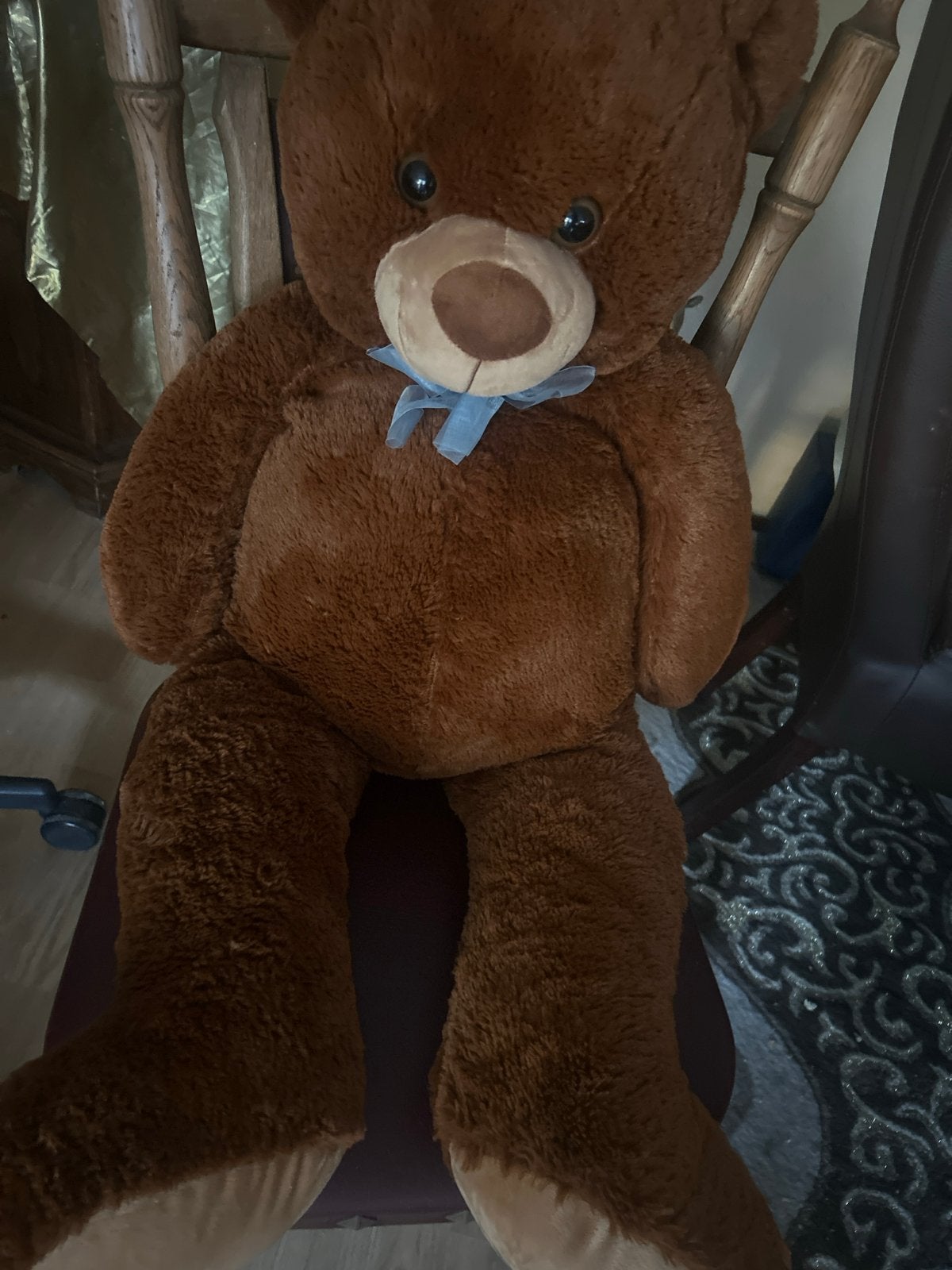 Grote Bruine Teddybeer met Blauwe Strik, Beer, Ophalen of Verzenden, Zo goed als nieuw, Middelgroot (20 tot 80 cm)