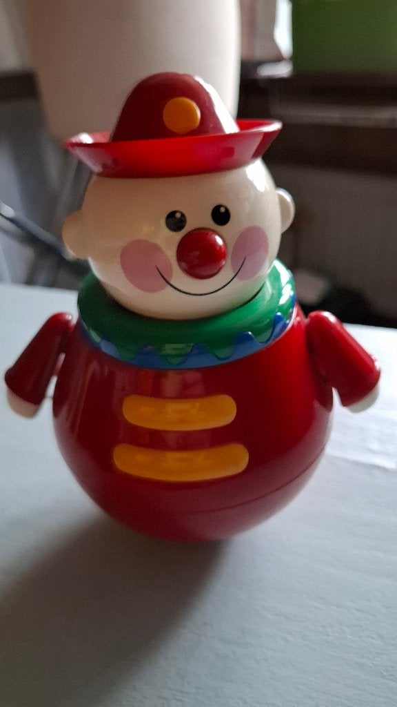 Veelkleurige clown duikelaar, met belletje erin. 5,00, Ophalen of Verzenden, Zo goed als nieuw, Overige typen, Met geluid