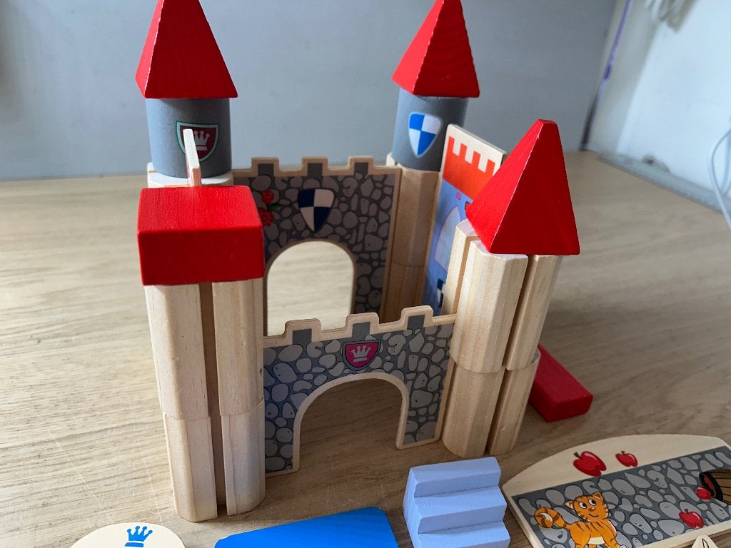 Houten Blokken Ridder Kasteel Set, Ophalen of Verzenden, Zo goed als nieuw