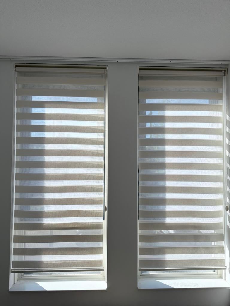 Duo rolgordijnen, lichtdoorlatend, Beige, Zo goed als nieuw, 150 tot 200 cm, 50 tot 100 cm