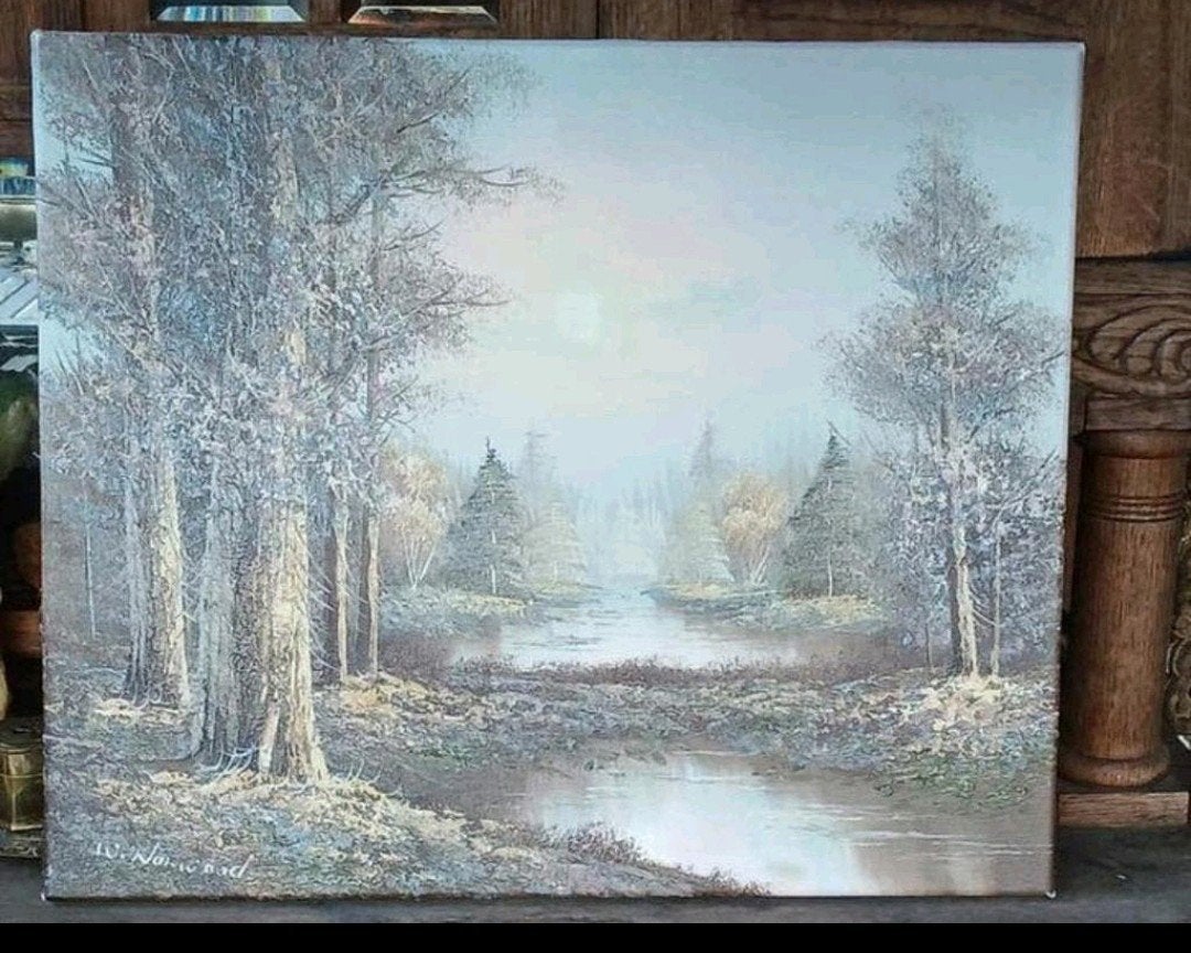 Schilderij W. Norwood - Winters Landschap, Antiek en Kunst, Kunst | Schilderijen | Klassiek, Ophalen of Verzenden