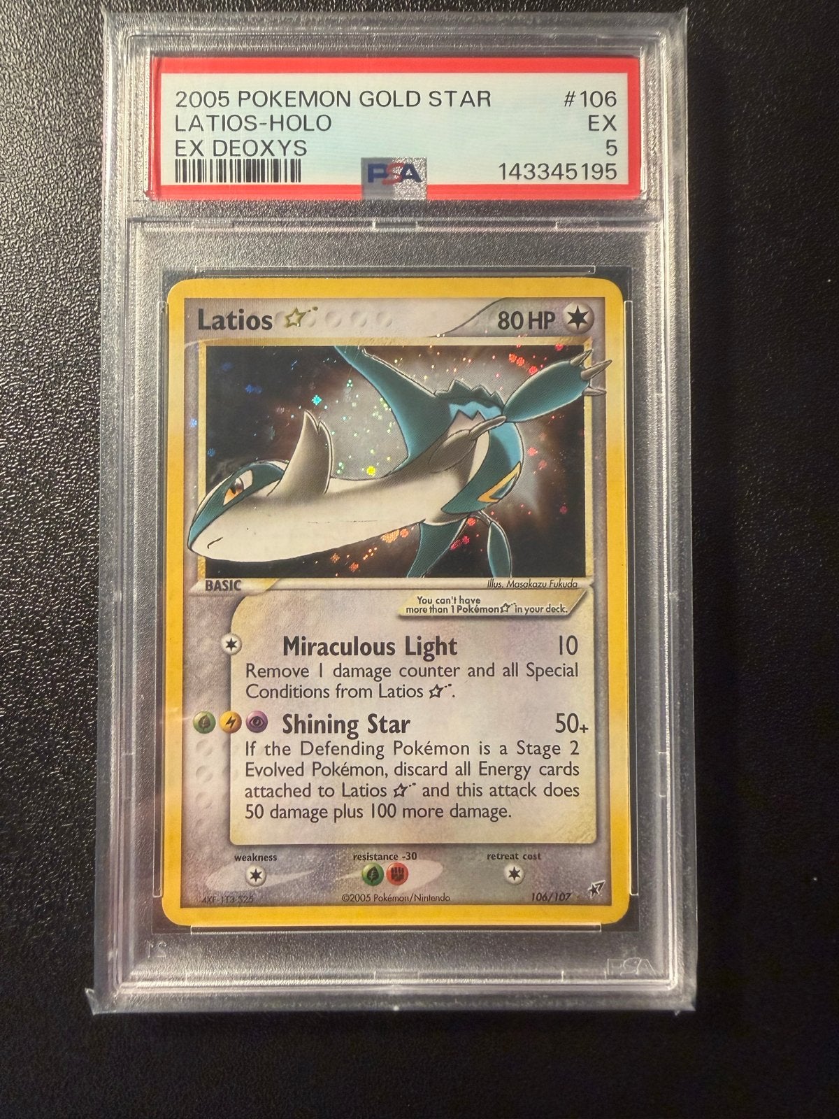 Latios Gold Star PSA 5 - Zeldzame Pokémon Kaart, Ophalen of Verzenden, Gebruikt, Losse kaart, Foil