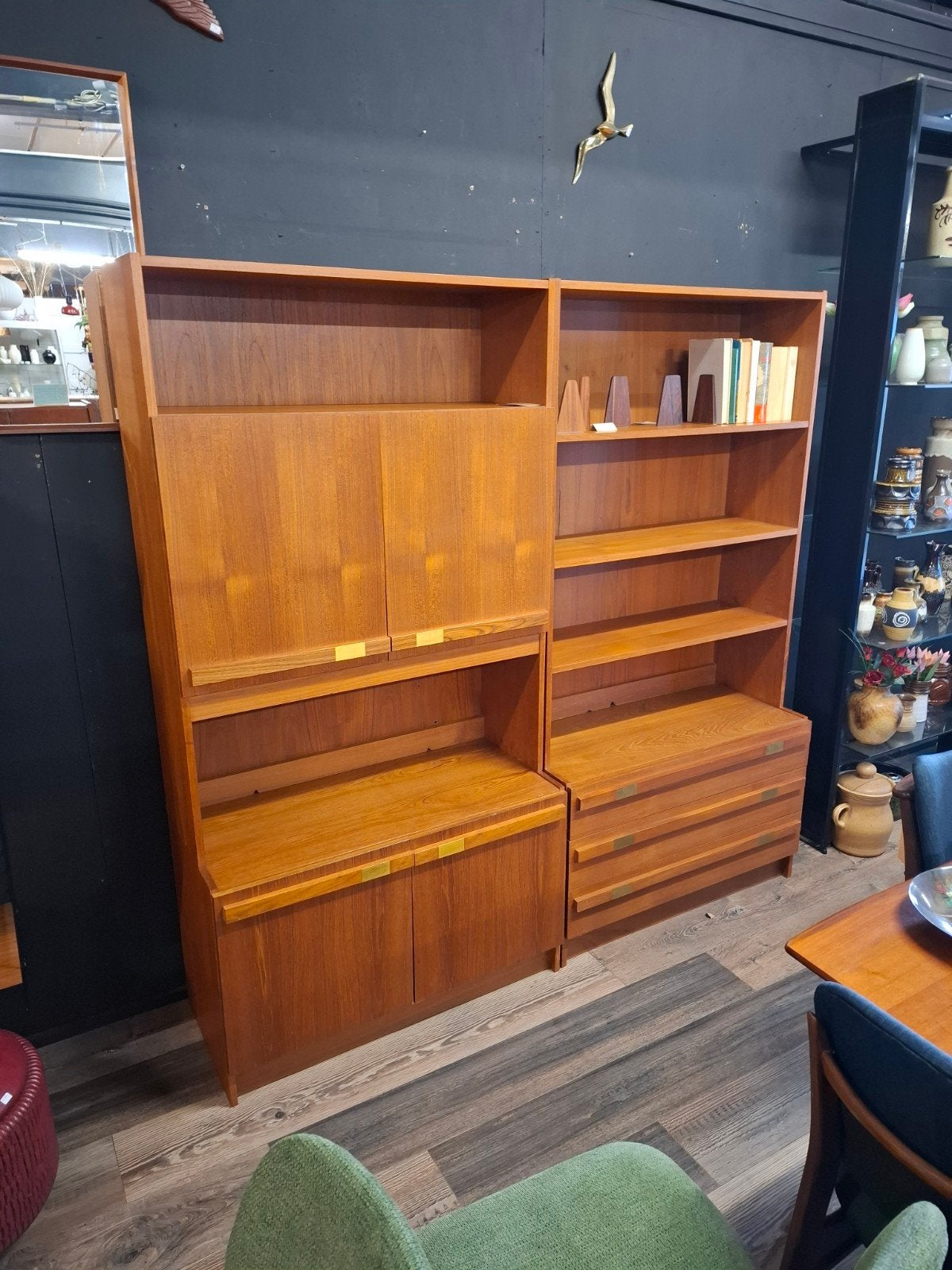 Vintage Deens mid century design boekenkast teak kast, 150 tot 200 cm, Onbekend, Met lade(s), Zo goed als nieuw