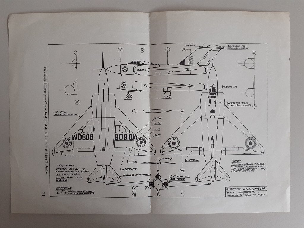 GLOSTER GA.5 JAVELIN 1953 29,5 X 21 cm €3, Ophalen of Verzenden, Luchtmacht, Engeland, Foto of Poster