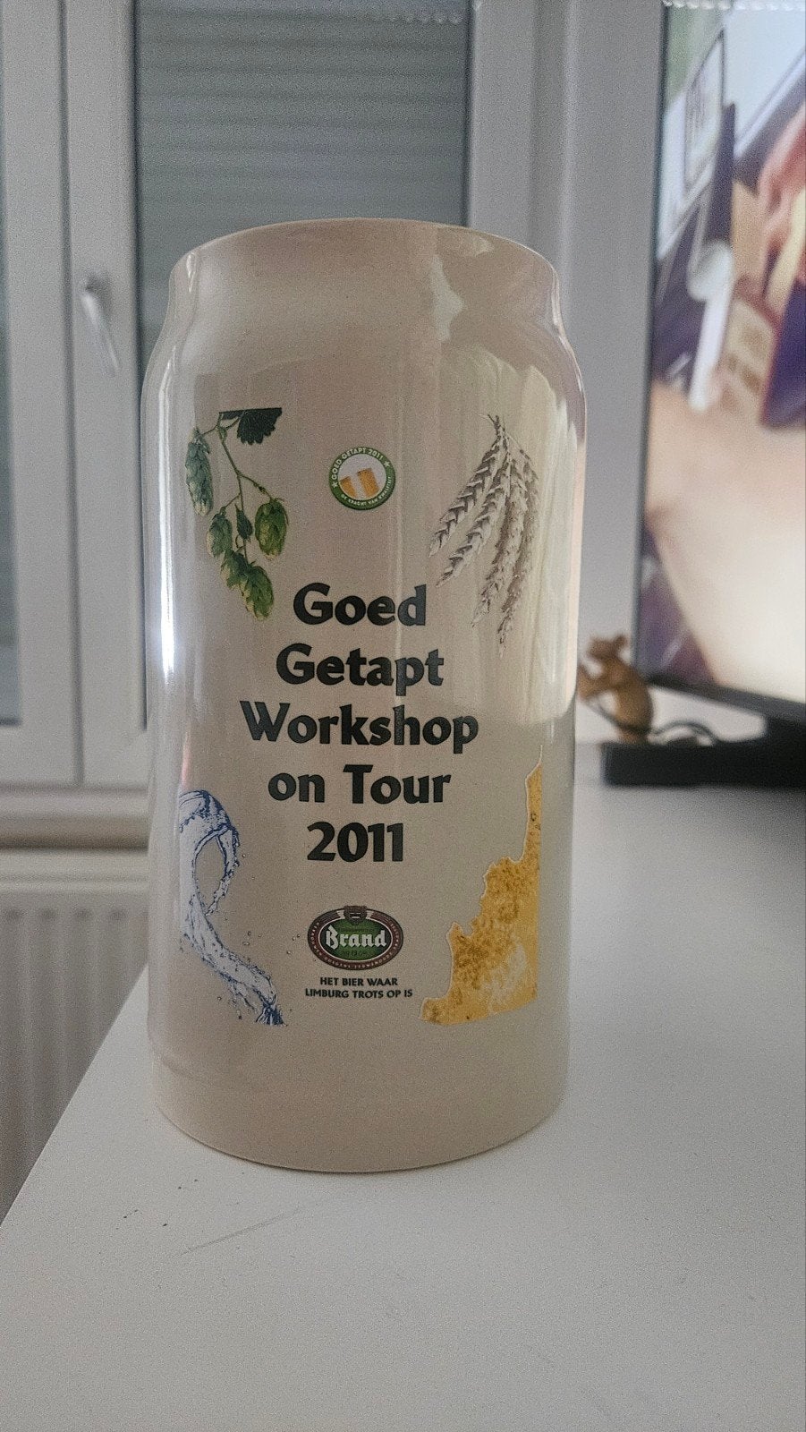 Brand bier bijzondere liter pul 2011, Ophalen of Verzenden, Zo goed als nieuw, Pul(len), Brand