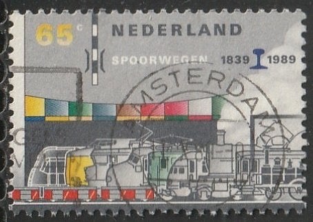 Nederland 1989 1431 Spoorwegen 65c, Gest Amsterdam, Postzegels en Munten, Postzegels | Nederland, Ophalen of Verzenden, Na 1940