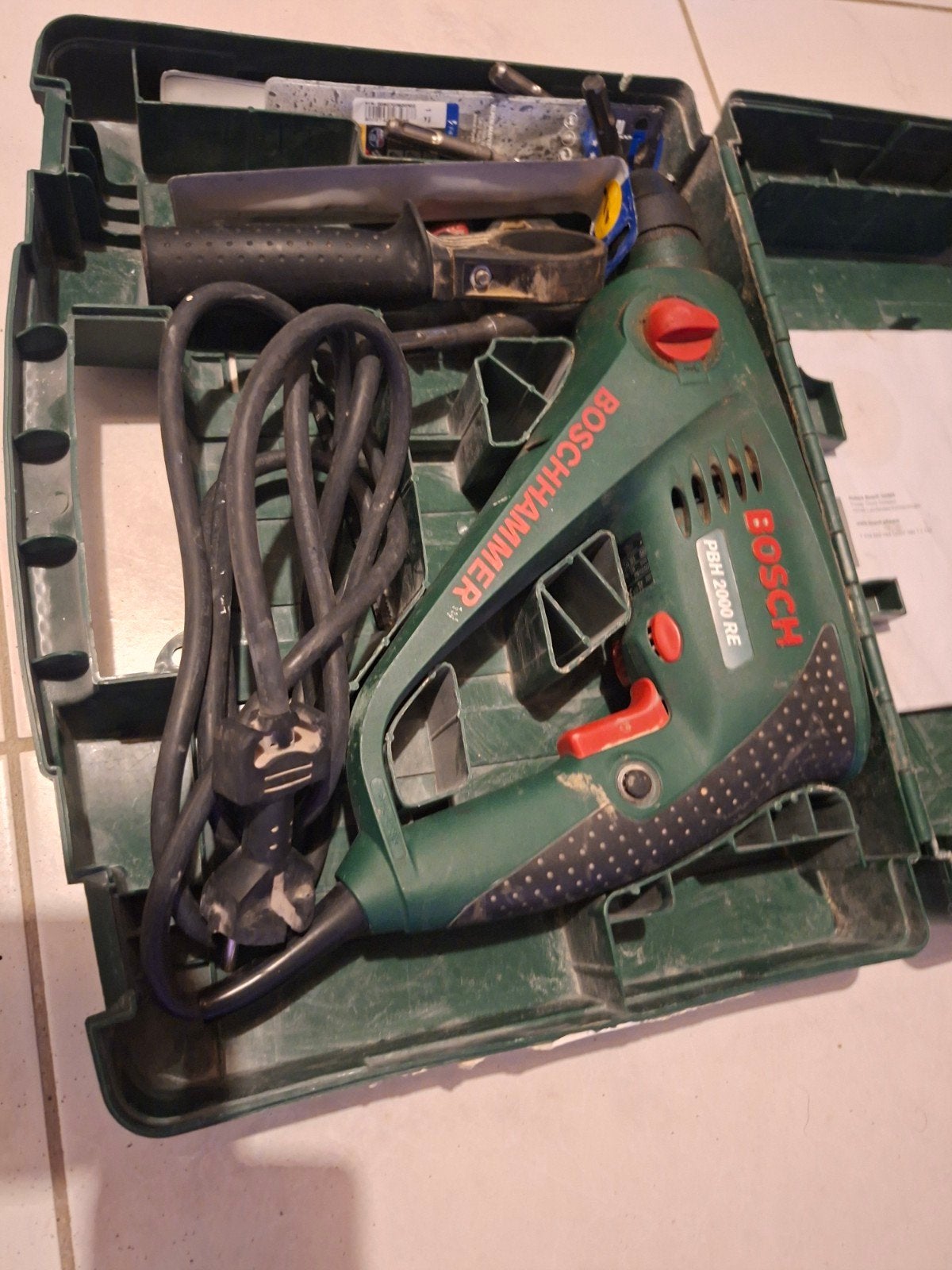 Bosch Boorhamer PBH 2000 RE met boren in koffer, Ophalen, Boor- en/of Breekhamer, Klopboormechanisme, Gebruikt