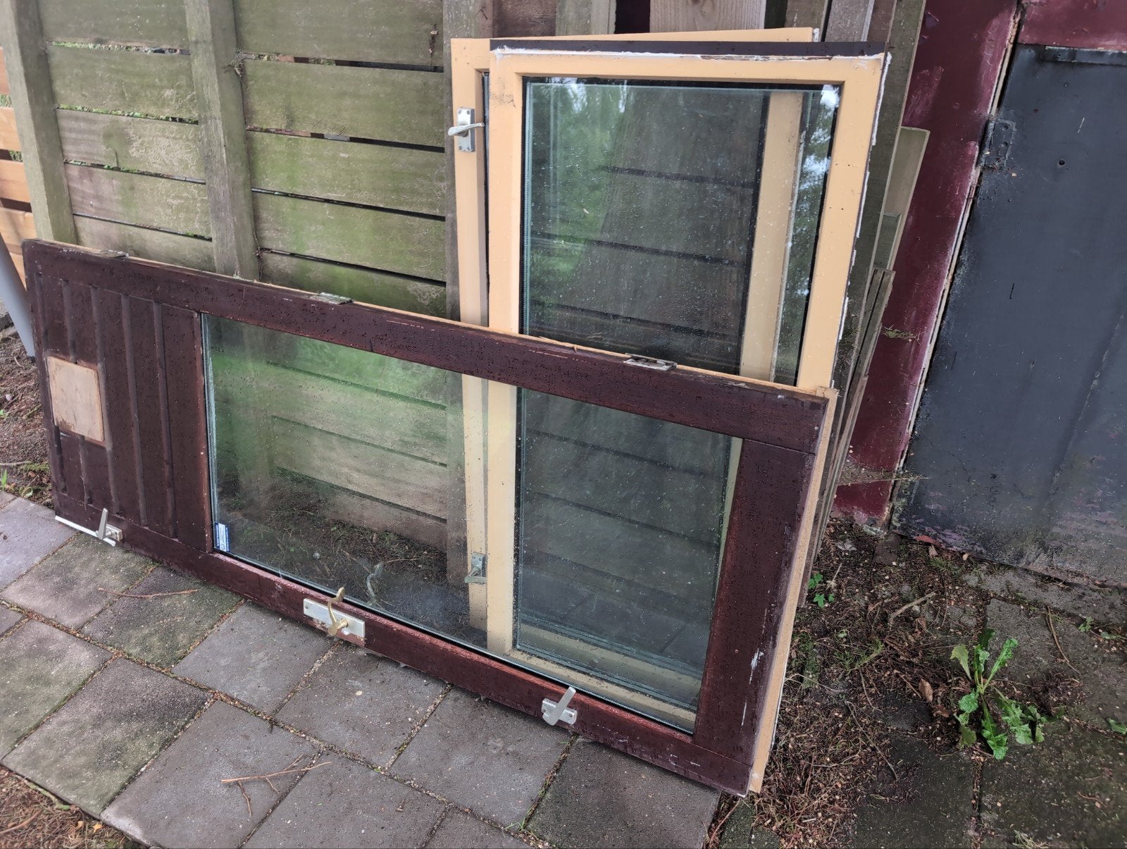 Gratis deur - ramen - hout - pvc, Gebruikt, Raamkozijn, 150 tot 225 cm, Inclusief glas