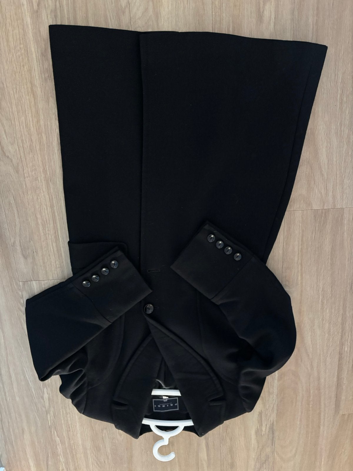 Zwarte dames mantel. Zo goed als nieuw. Maat 40/42, Ophalen of Verzenden, Zo goed als nieuw, Dames, Bovenkleding