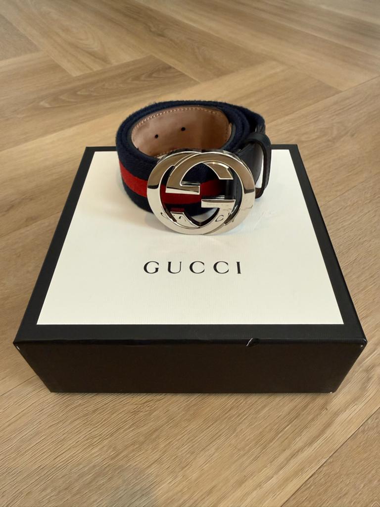 Gucci GG Supreme riem met Web detail, 3 tot 5 cm, Echt leder, Heupriem, Ophalen of Verzenden