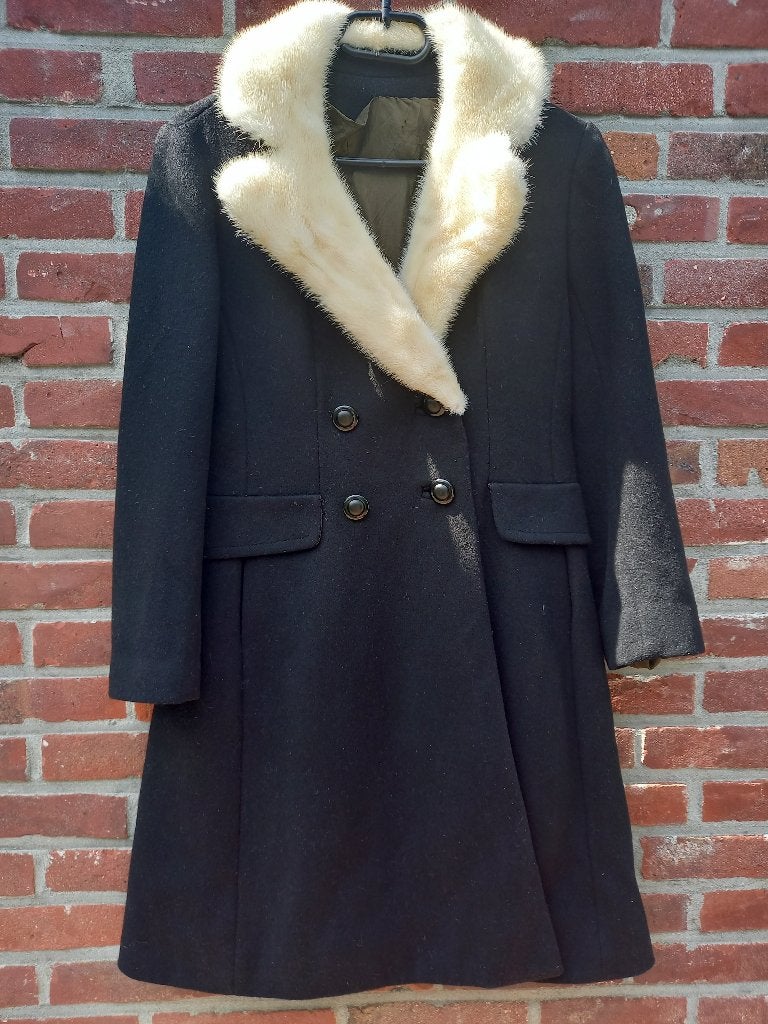 Vintage damesjas bont, Ophalen of Verzenden, Gedragen, Maat 36 (S), Zwart