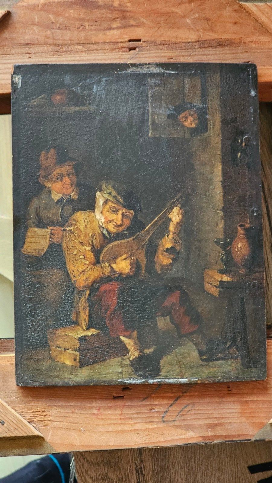 David Teniers II School - Muzikanten in de boerenstube, Paneel, Portret of Personen, Oud hollands, Ophalen of Verzenden