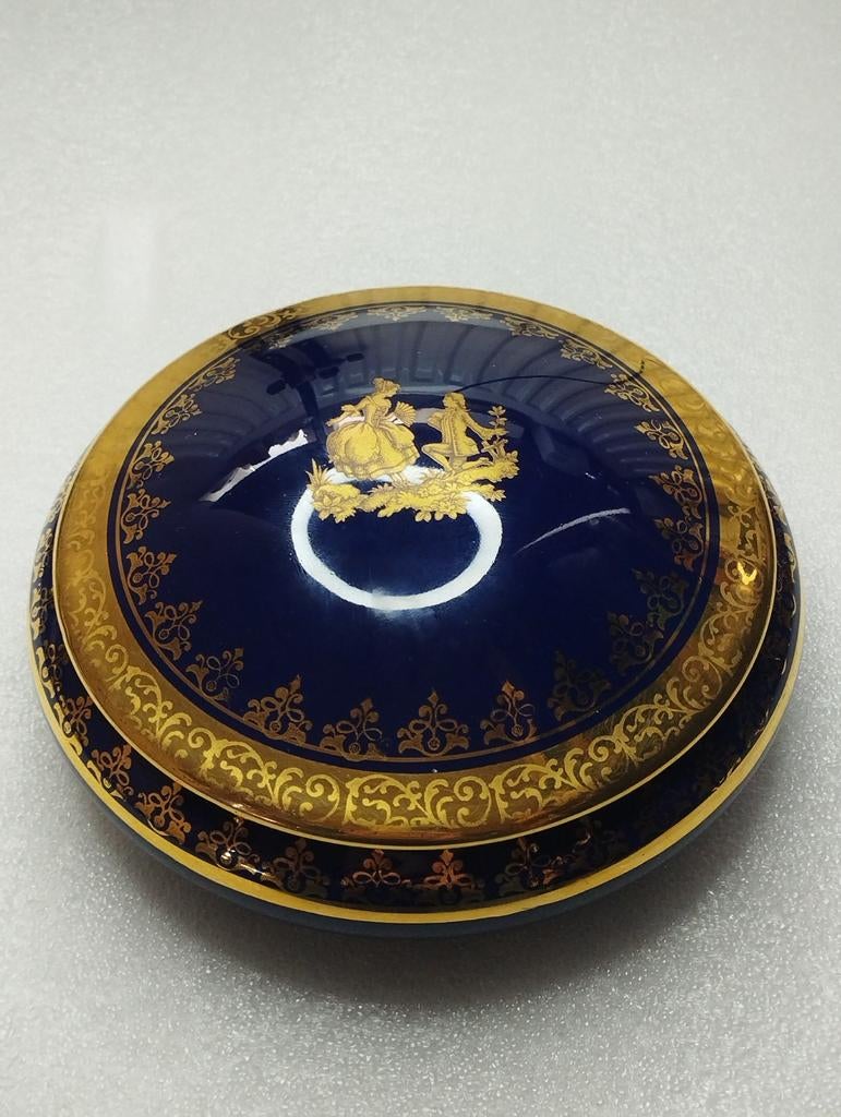 Vintage sieradendoos van kobaltblauw Limoges, Frankrijk, Ophalen of Verzenden