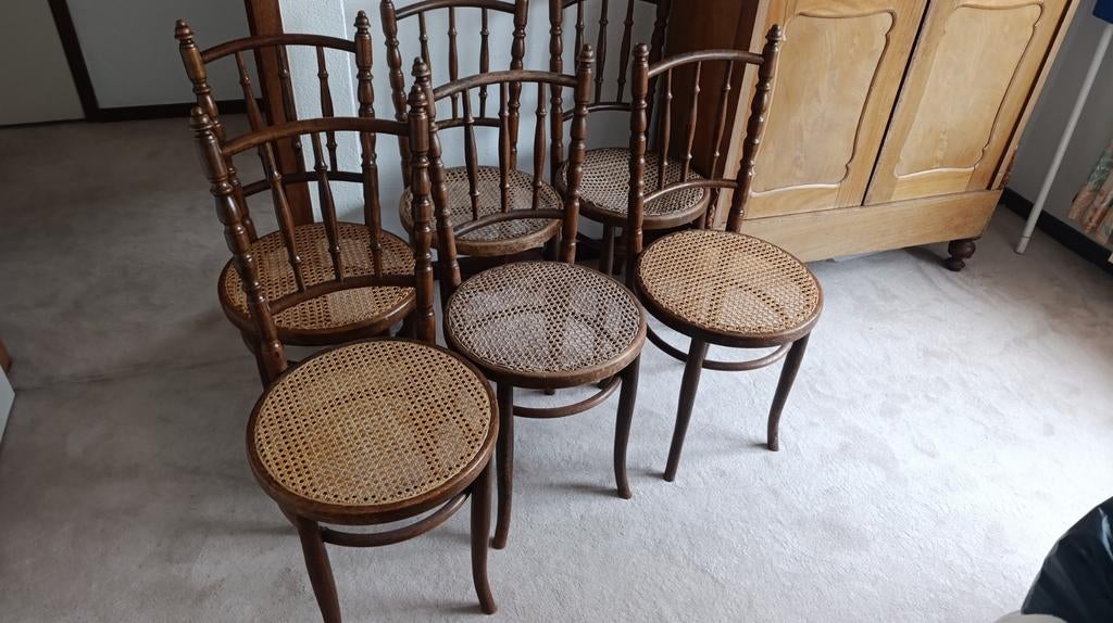 6x originele Fischel Bentwood Chairs. Ca 1890, Antiek en Kunst, Antiek | Meubels | Stoelen en Banken, Ophalen of Verzenden
