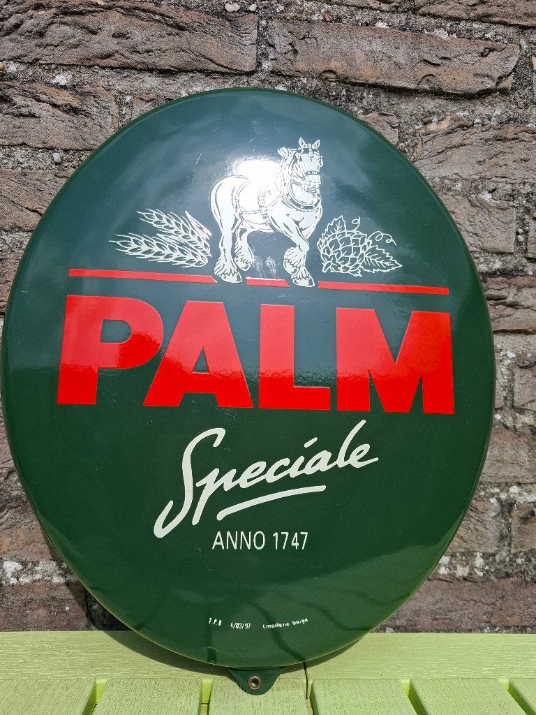 Emaillebord Palm bier (ovaal) Emaillerie Belge 97, Ophalen of Verzenden, Nieuw, Reclamebord, Plaat of Schild, Palm