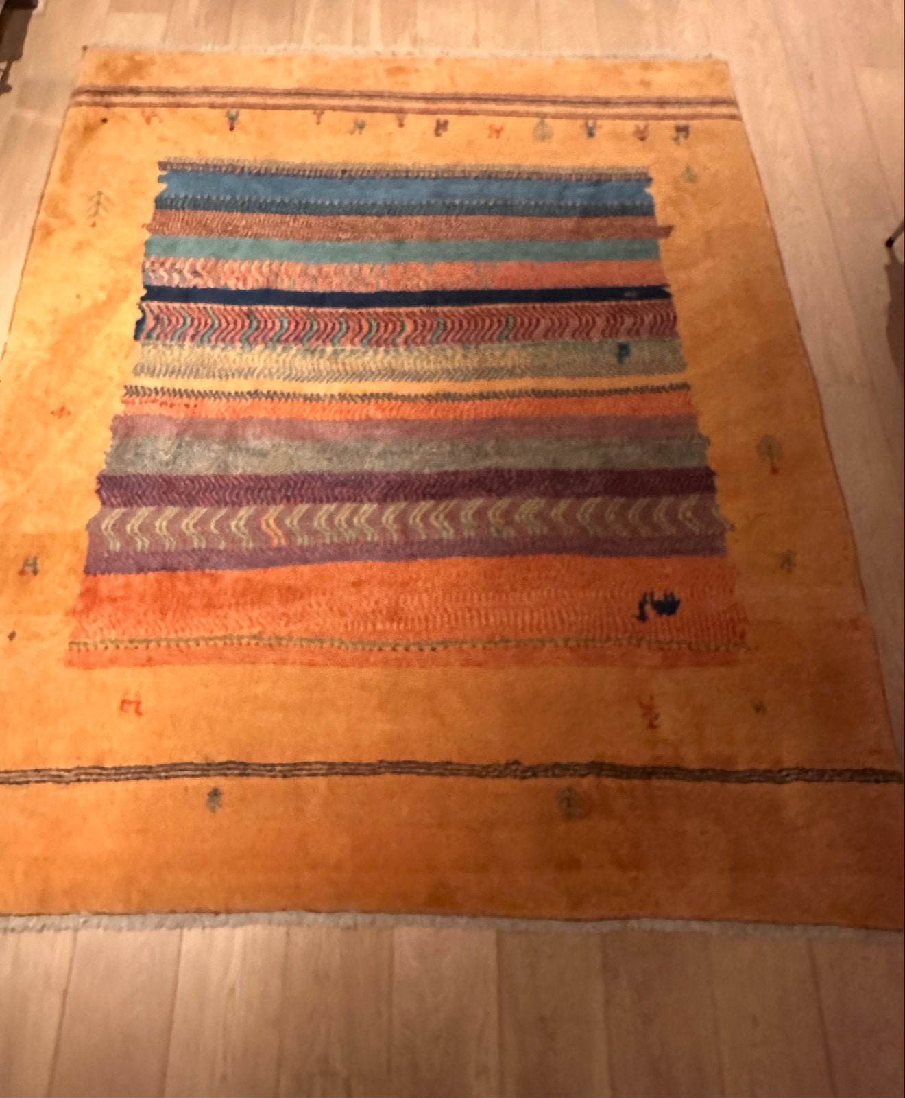 Handgeknoopt Perzisch Gabbeh tapijt - 198x234 cm, Huis en Inrichting, Stoffering | Tapijten en Kleden, Ophalen, Gebruikt, 150 tot 200 cm